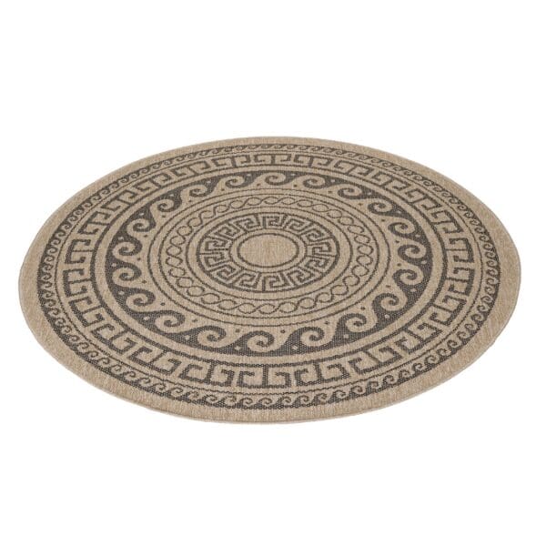 Rond jute buitenkleed - Summer Azteca Zwart