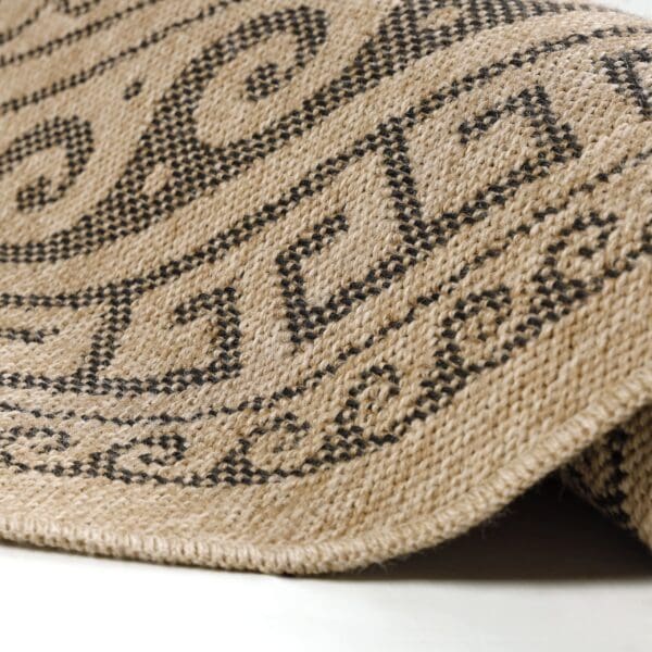 Rond jute buitenkleed - Summer Azteca Zwart