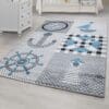 Kindervloerkleed Kapitein Design voor Kinderkamer Grijs