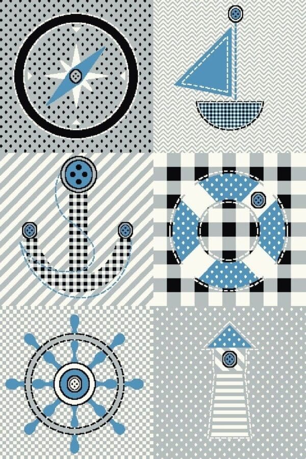 Kindervloerkleed Kapitein Design voor Kinderkamer Grijs